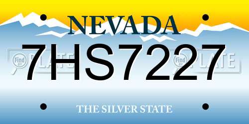 7HS7227 Nevada License Plate