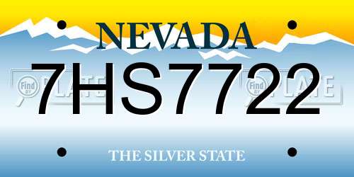 7HS7722 Nevada License Plate