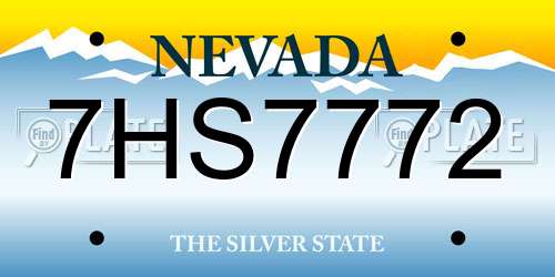 7HS7772 Nevada License Plate