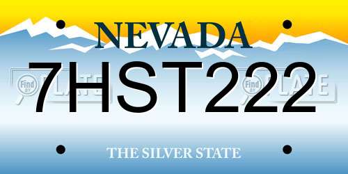 7HST222 Nevada License Plate