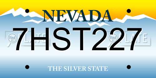 7HST227 Nevada License Plate