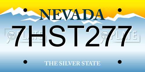 7HST277 Nevada License Plate