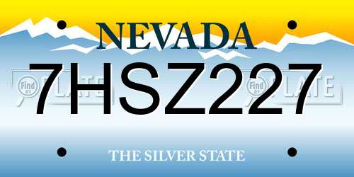 7HSZ227 Nevada License Plate