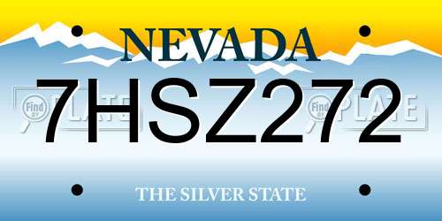 7HSZ272 Nevada License Plate