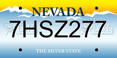 7HSZ277 Nevada License Plate