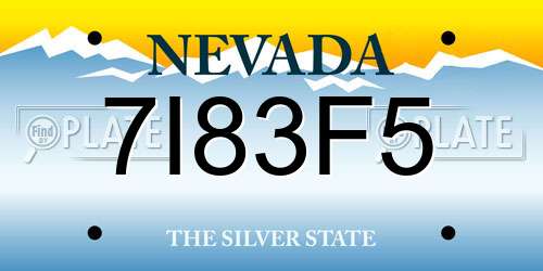 7I83F5 Nevada License Plate