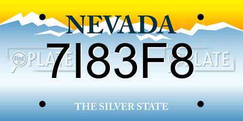 7I83F8 Nevada License Plate
