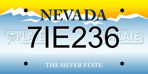 7IE236 Nevada License Plate