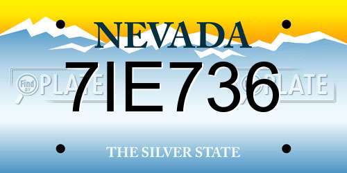 7IE736 Nevada License Plate