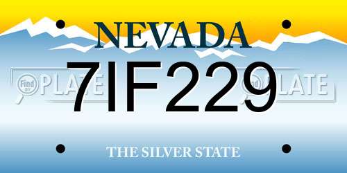 7IF229 Nevada License Plate