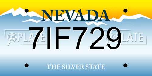 7IF729 Nevada License Plate