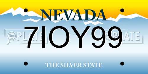 7IOY99 Nevada License Plate