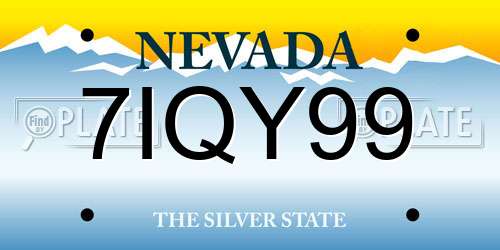 7IQY99 Nevada License Plate