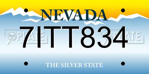 7ITT834 Nevada License Plate