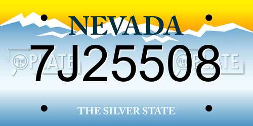 7J25508 Nevada License Plate