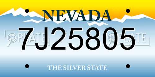 7J25805 Nevada License Plate