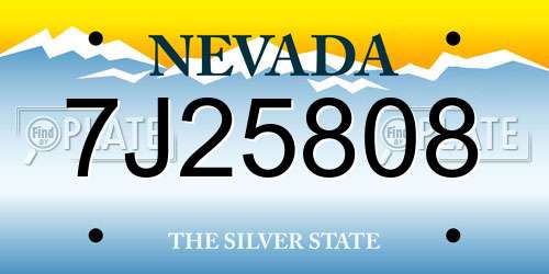 7J25808 Nevada License Plate