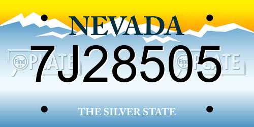 7J28505 Nevada License Plate