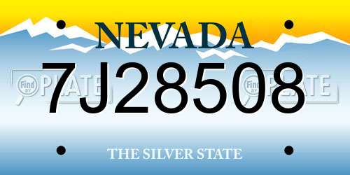 7J28508 Nevada License Plate