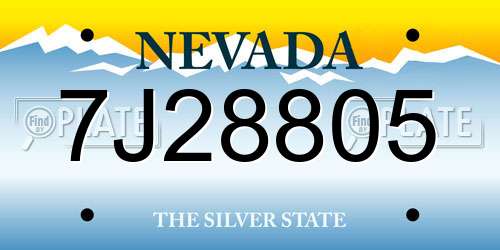 7J28805 Nevada License Plate