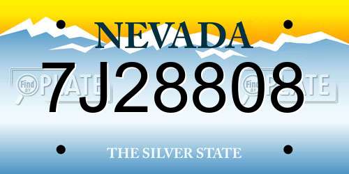 7J28808 Nevada License Plate