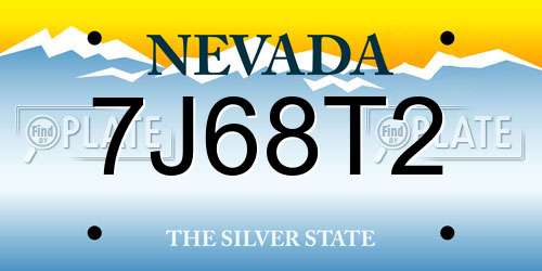 7J68T2 Nevada License Plate