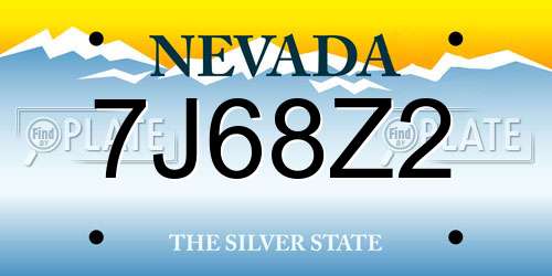 7J68Z2 Nevada License Plate