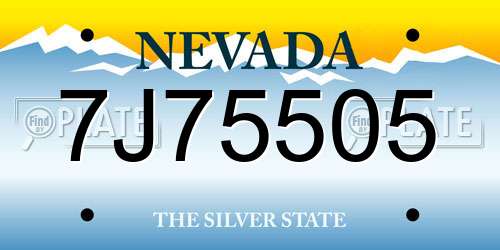 7J75505 Nevada License Plate