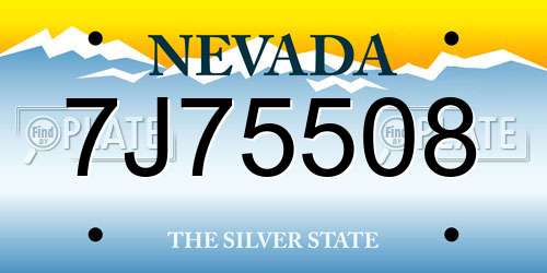 7J75508 Nevada License Plate