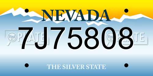 7J75808 Nevada License Plate