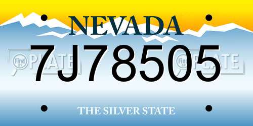 7J78505 Nevada License Plate