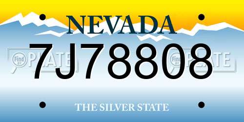 7J78808 Nevada License Plate