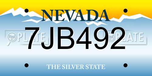 7JB492 Nevada License Plate
