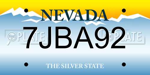 7JBA92 Nevada License Plate