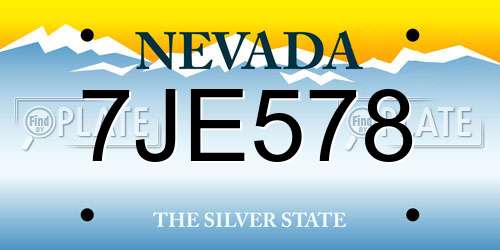 7JE578 Nevada License Plate