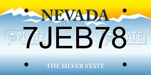 7JEB78 Nevada License Plate