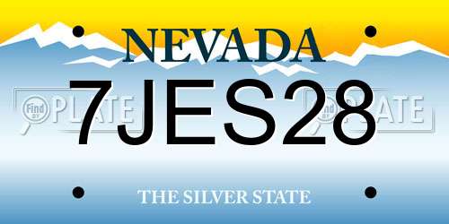 7JES28 Nevada License Plate