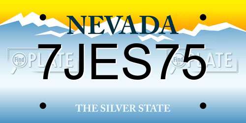 7JES75 Nevada License Plate