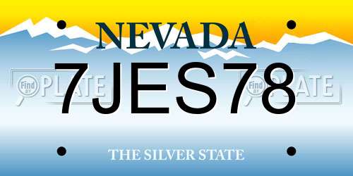 7JES78 Nevada License Plate