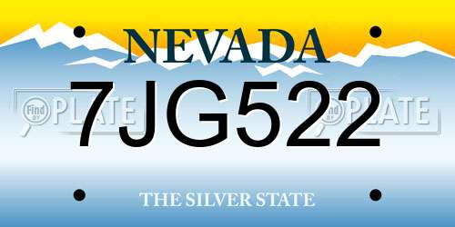7JG522 Nevada License Plate