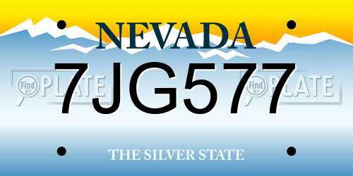 7JG577 Nevada License Plate