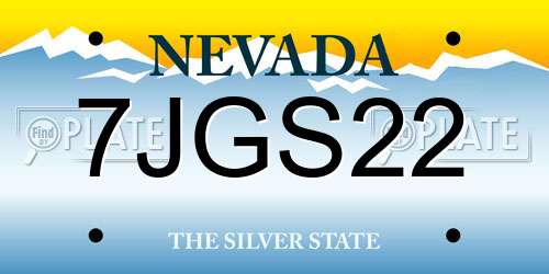 7JGS22 Nevada License Plate