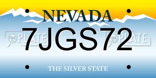 7JGS72 Nevada License Plate