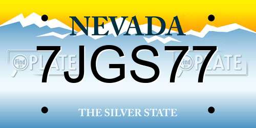 7JGS77 Nevada License Plate