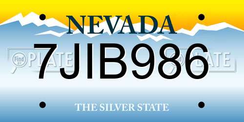 7JIB986 Nevada License Plate