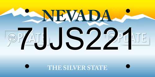 7JJS221 Nevada License Plate