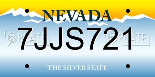 7JJS721 Nevada License Plate