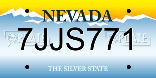 7JJS771 Nevada License Plate