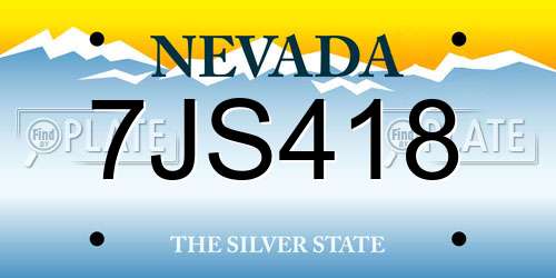 7JS418 Nevada License Plate