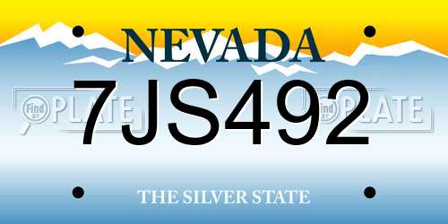 7JS492 Nevada License Plate